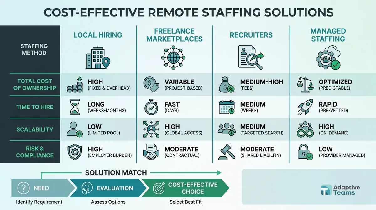 Infographic: Local hiring vs freelance marketplaces vs recruiters vs managed staffing