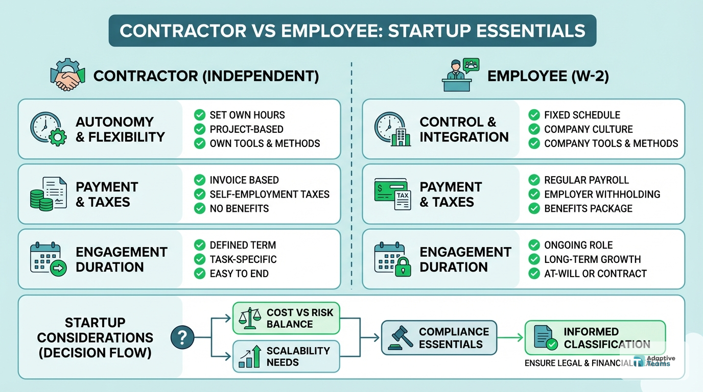 What Is Contractor vs Employee for Startups?