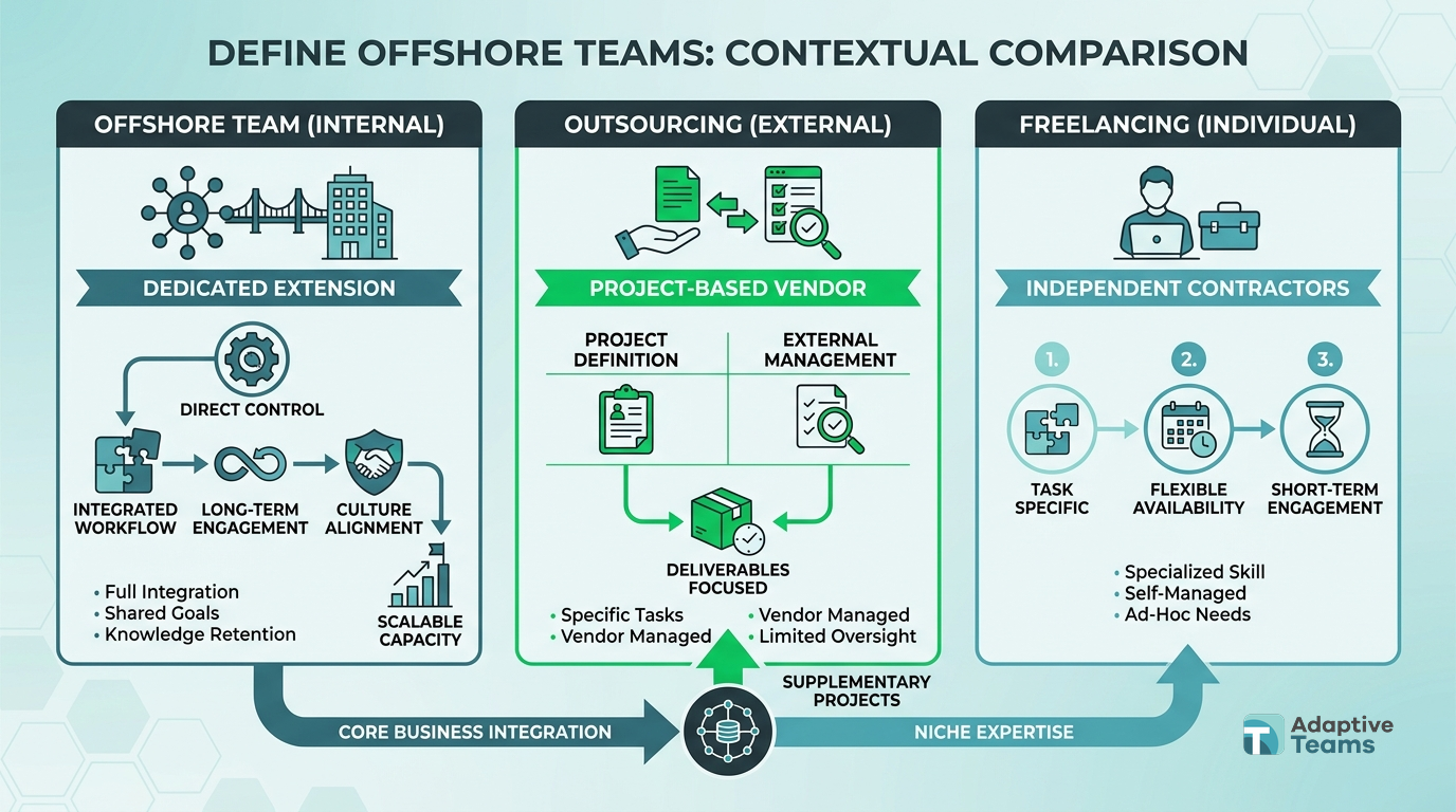 Offshore team vs outsourcing vs freelancing