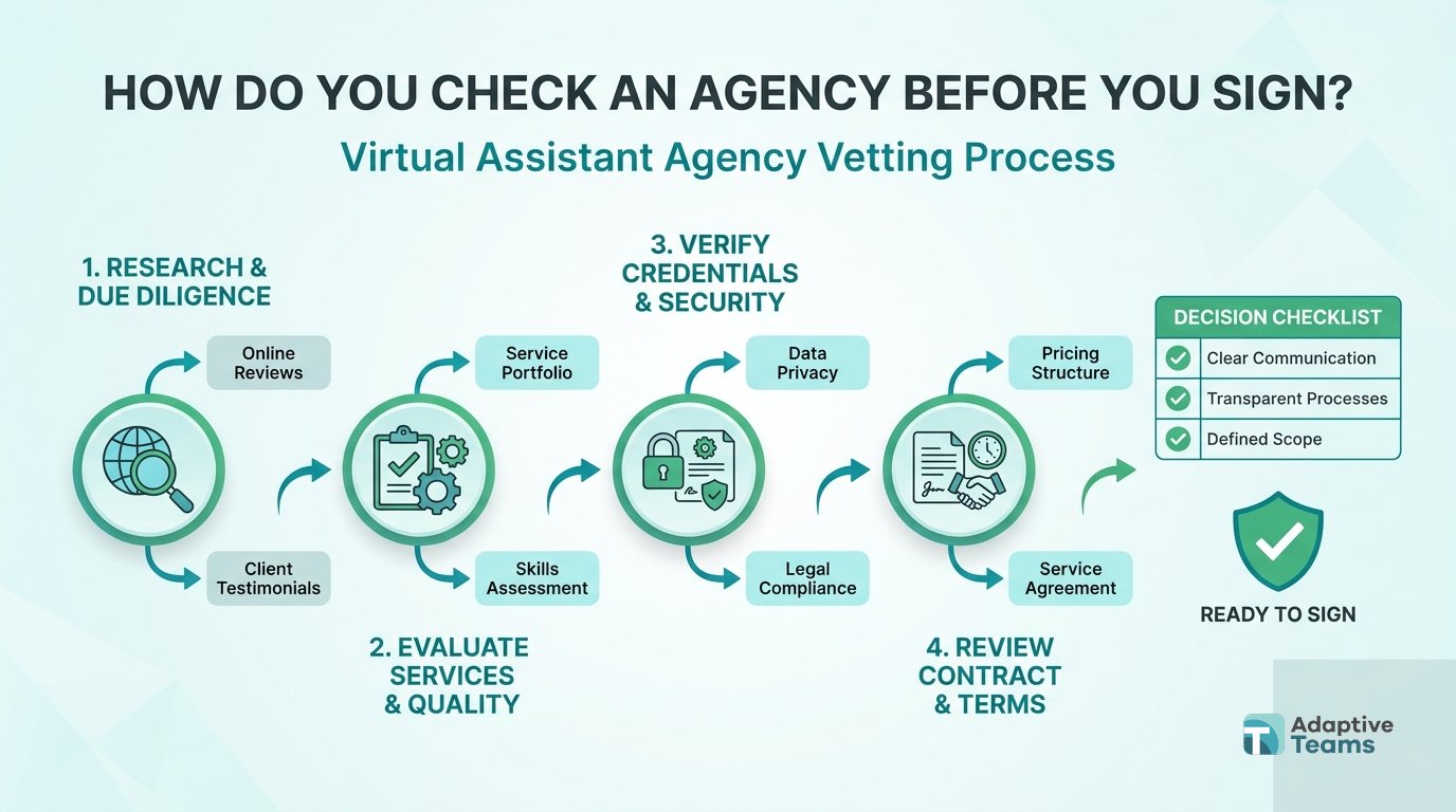 How do you check an agency before you sign?